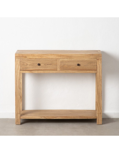 Console rustique Rectangulaire 2 tiroirs en Bois de mindi Naturel Miro - 9