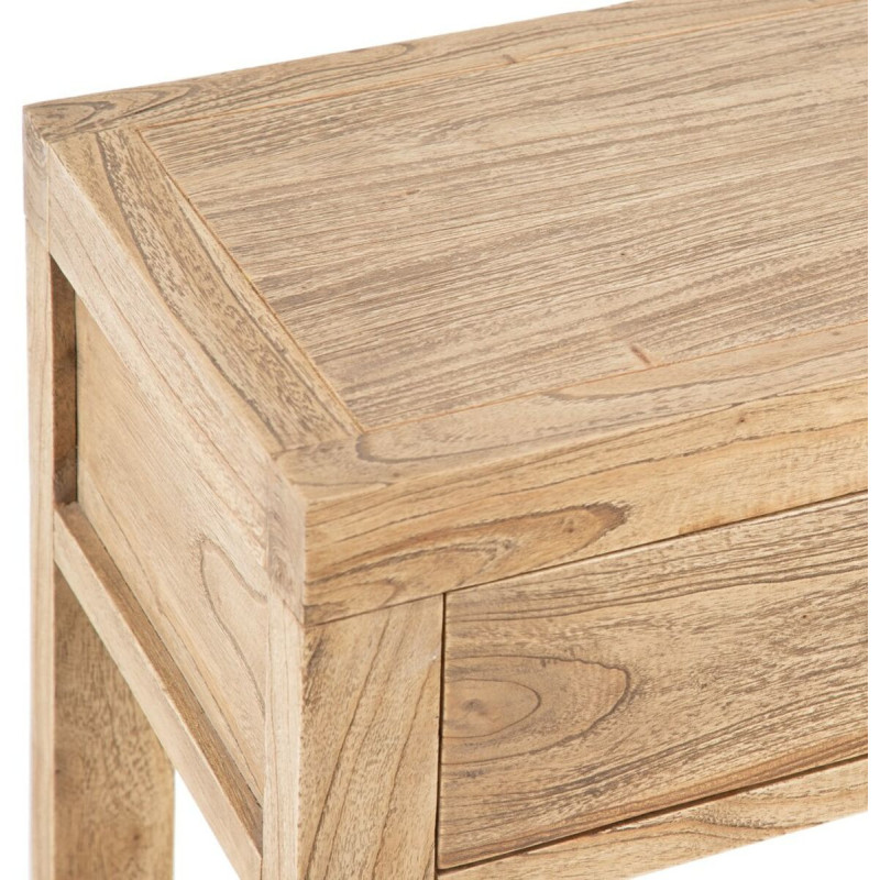 Console rustique Rectangulaire 2 tiroirs en Bois de mindi Naturel Miro - 4
