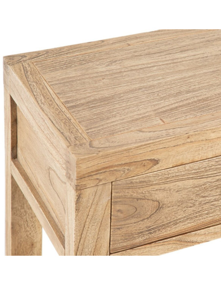 Console rustique Rectangulaire 2 tiroirs en Bois de mindi Naturel Miro - 4