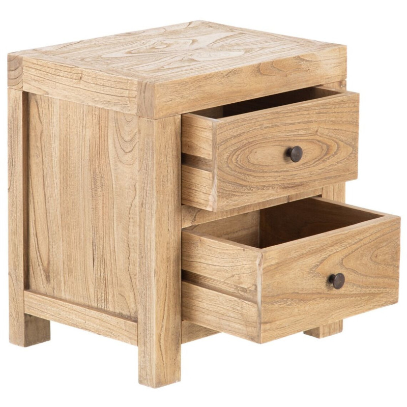 Chevet rustique 2 tiroirs en Bois de mindi Naturel Miro - 3