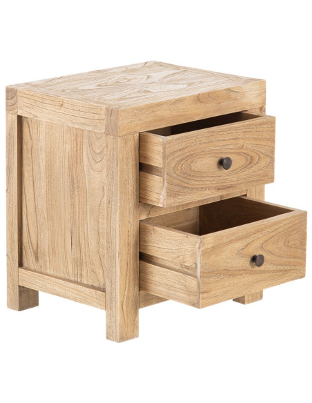 Chevet rustique 2 tiroirs en Bois de mindi Naturel Miro - 3