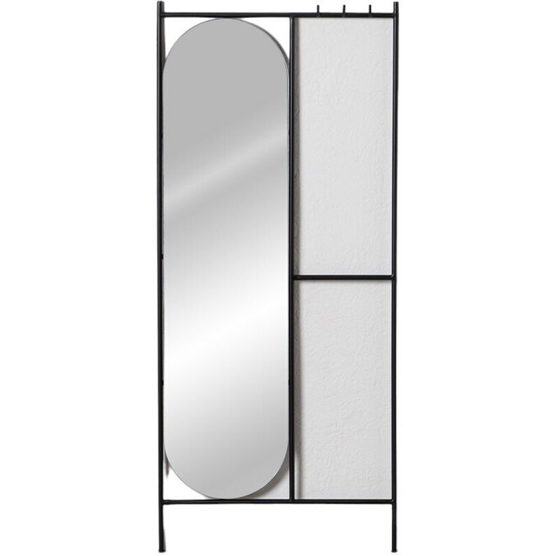 Grand porte manteaux mural moderne avec Miroir 3 crochets 160 cm en Métal Noir Dalvin - 1