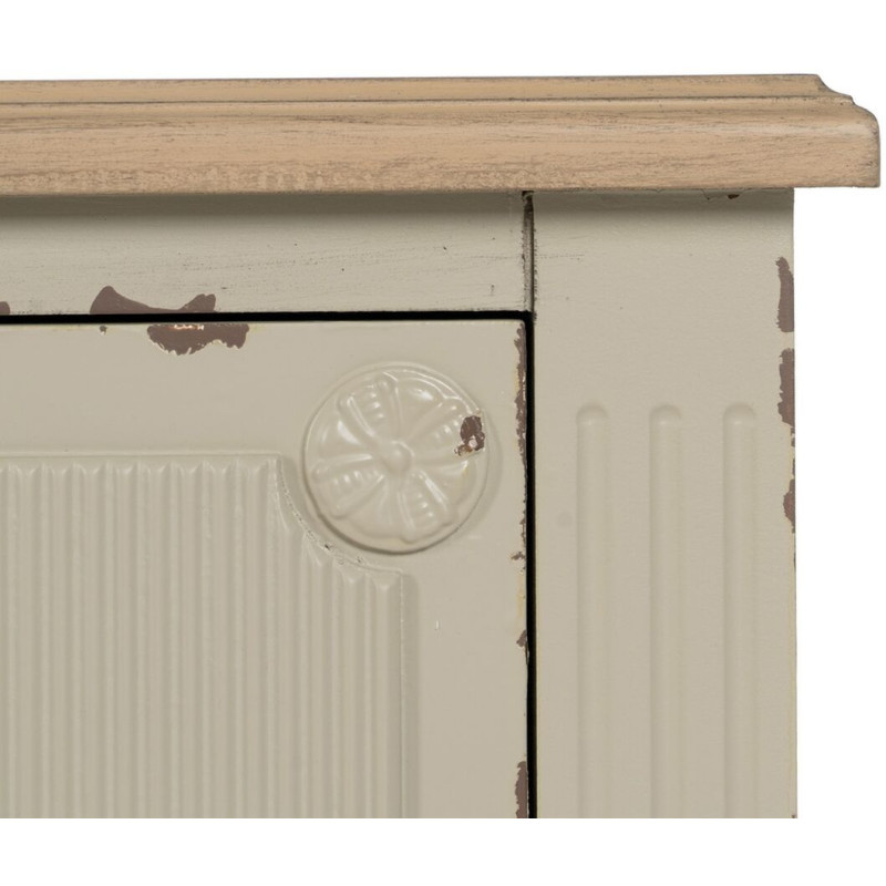 Commode vintage 3 tiroirs en Bois de sapin Blanc crème Zyran - 5