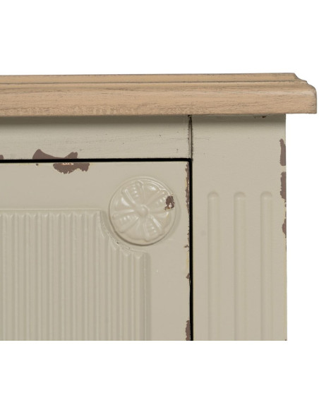 Commode vintage 3 tiroirs en Bois de sapin Blanc crème Zyran - 5