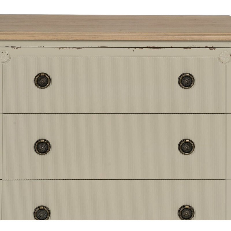 Commode vintage 3 tiroirs en Bois de sapin Blanc crème Zyran - 6