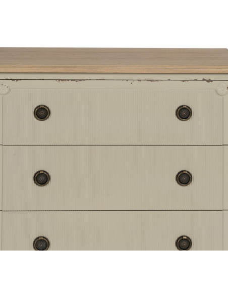 Commode vintage 3 tiroirs en Bois de sapin Blanc crème Zyran - 6