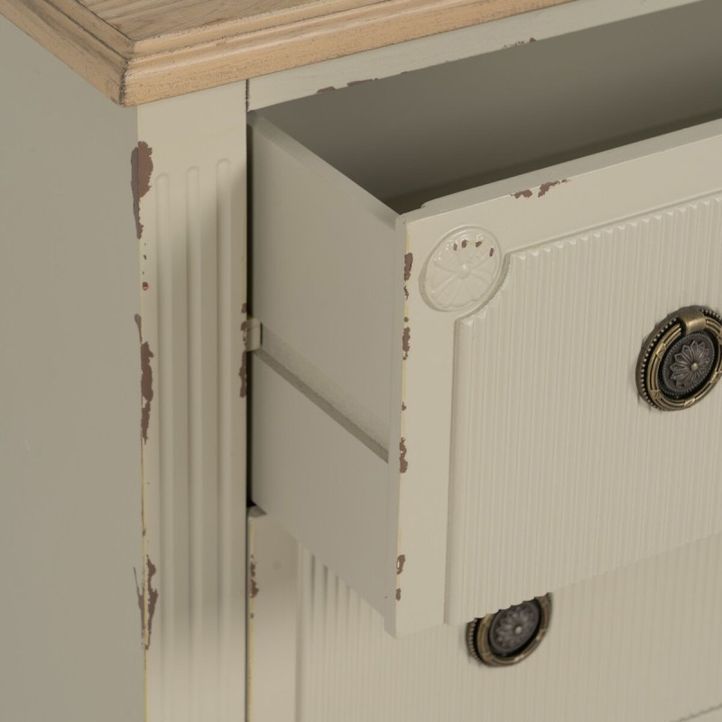 Commode vintage 3 tiroirs en Bois de sapin Blanc crème Zyran - 7