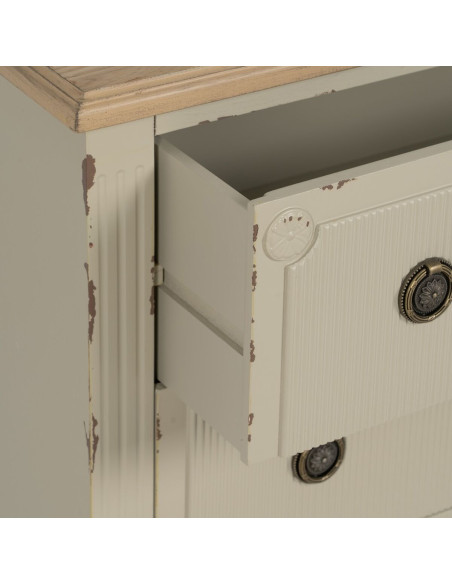 Commode vintage 3 tiroirs en Bois de sapin Blanc crème Zyran - 7