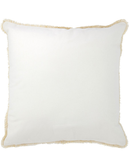 Coussin Carré Festive 45x45 en Polyester Blanc Doré Motif Sapin de Noël Avec franges - 3