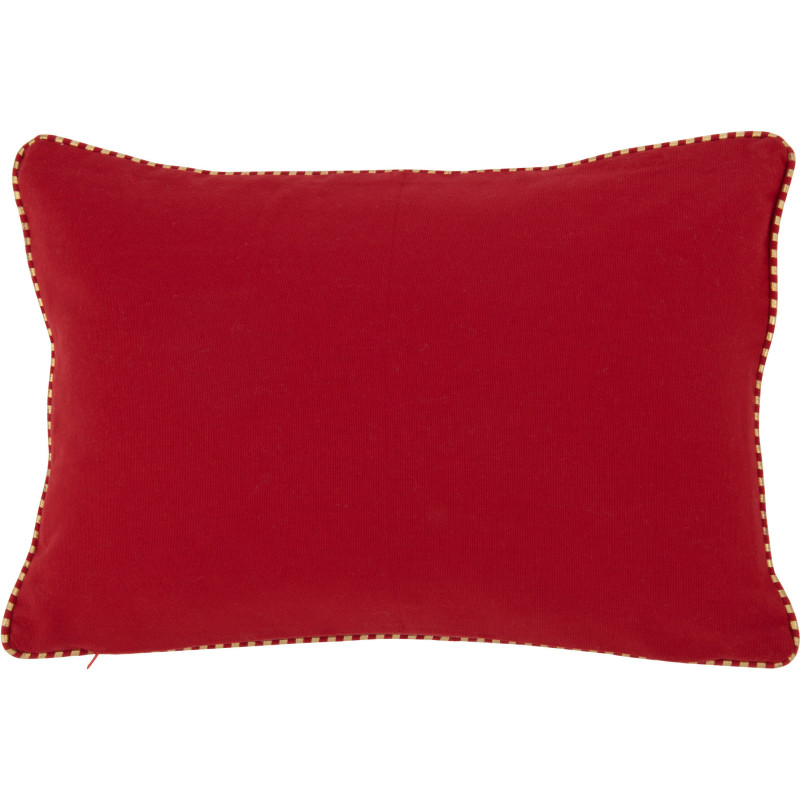 Coussin Rectangulaire Festive Festive en Polyester Rouge Doré Message Bonheur - 2