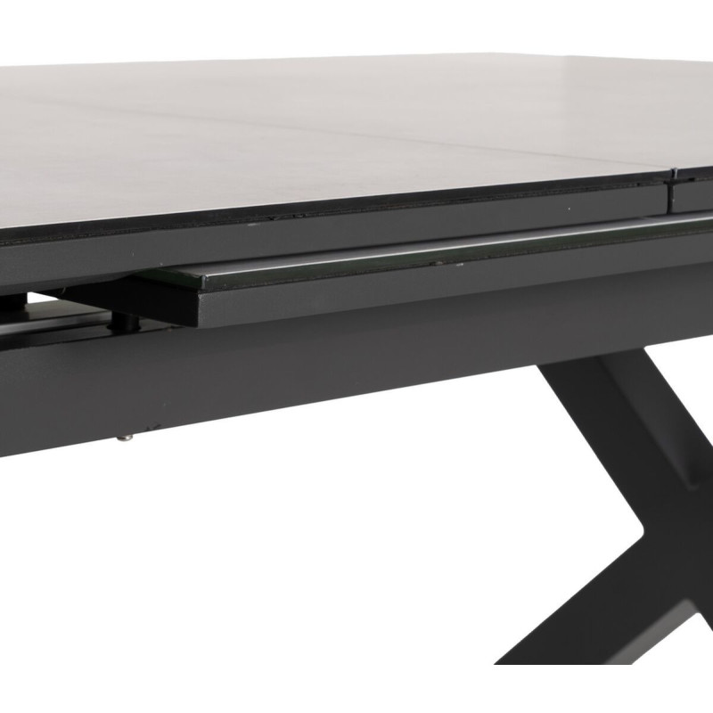 Table à manger extensible moderne Rectangulaire 10 personnes en Métal Noir Verre Céramique Blanc Syran - 3