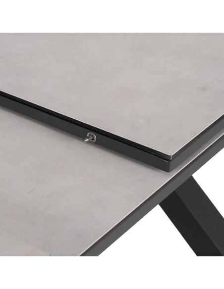 Table à manger extensible moderne Rectangulaire 10 personnes en Métal Noir Verre Céramique Blanc Syran - 4