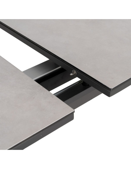 Table à manger extensible moderne Rectangulaire 10 personnes en Métal Noir Verre Céramique Blanc Syran - 5