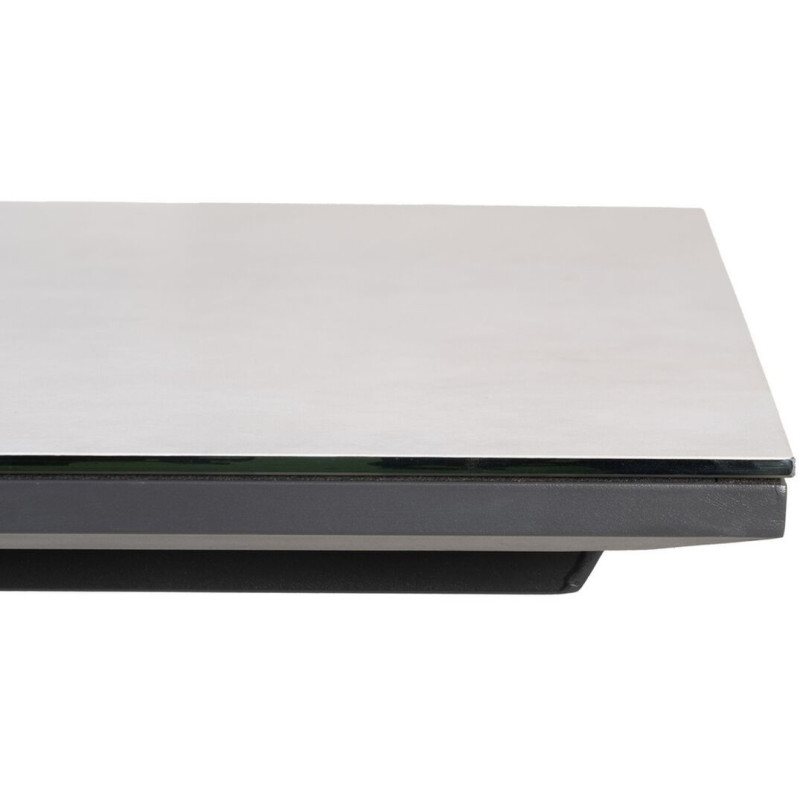 Table à manger extensible moderne Rectangulaire 10 personnes en Métal Noir Verre Céramique Blanc Syran - 7