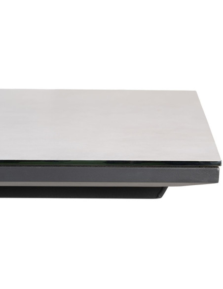 Table à manger extensible moderne Rectangulaire 10 personnes en Métal Noir Verre Céramique Blanc Syran - 7