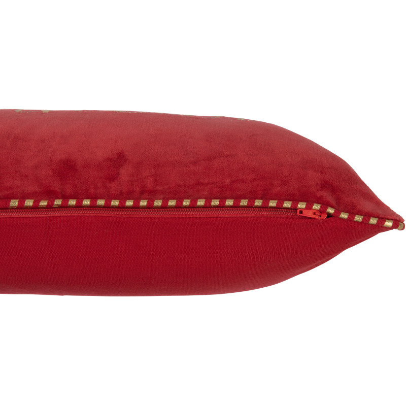 Coussin Rectangulaire Festive Festive en Polyester Rouge Doré Message Bonheur - 3