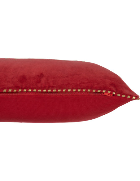 Coussin Rectangulaire Festive Festive en Polyester Rouge Doré Message Bonheur - 3