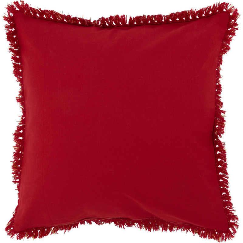 Coussin Carré Festive 45x45 en Polyester Rouge Doré Message Amour Avec franges - 2