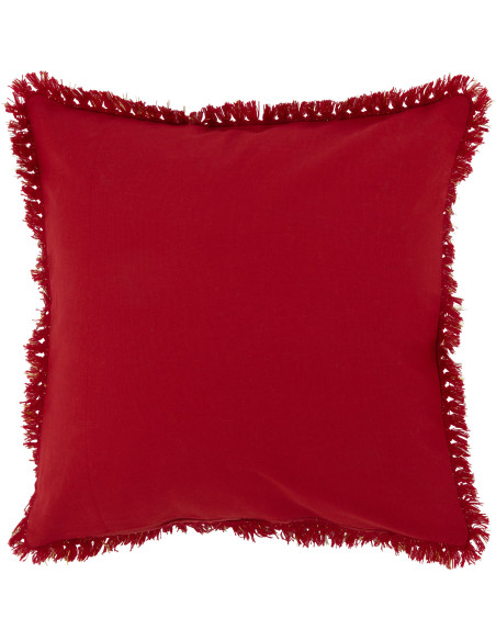 Coussin Carré Festive 45x45 en Polyester Rouge Doré Message Amour Avec franges - 2