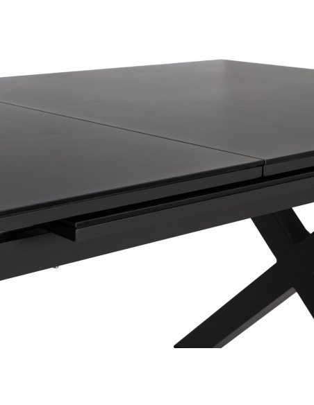 Table à manger extensible moderne Rectangulaire 10 personnes en Métal Noir Verre Céramique Anthracite Syran - 3