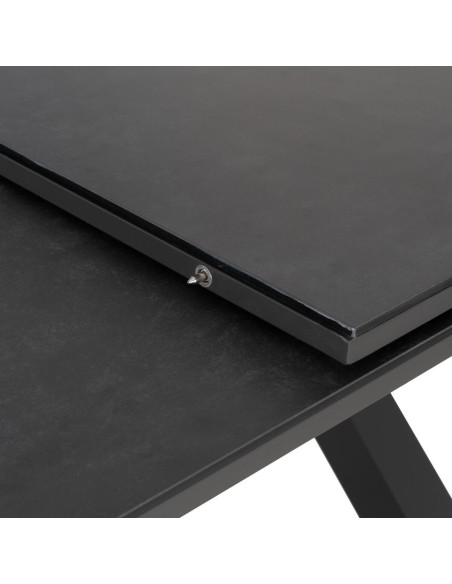 Table à manger extensible moderne Rectangulaire 10 personnes en Métal Noir Verre Céramique Anthracite Syran - 4