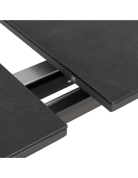 Table à manger extensible moderne Rectangulaire 10 personnes en Métal Noir Verre Céramique Anthracite Syran - 5