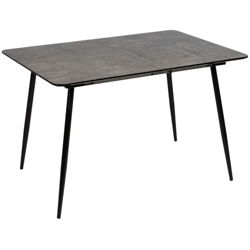 Table à manger extensible moderne Rectangulaire 6 personnes en Bois Gris Métal Noir Ferlyn - 1
