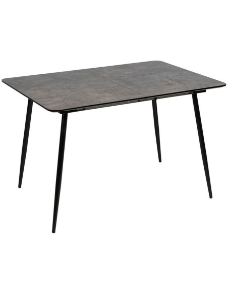 Table à manger extensible moderne Rectangulaire 6 personnes en Bois Gris Métal Noir Ferlyn - 1