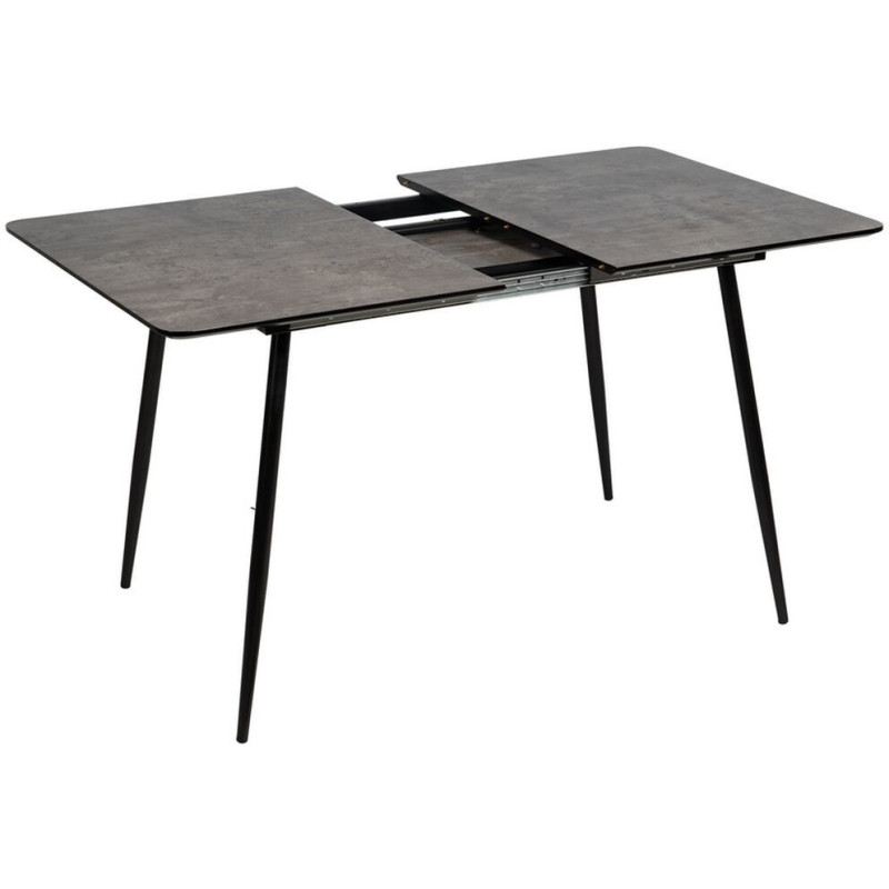 Table à manger extensible moderne Rectangulaire 6 personnes en Bois Gris Métal Noir Ferlyn - 3