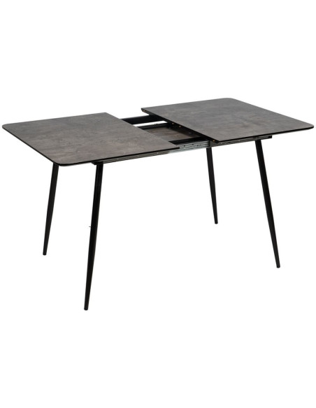 Table à manger extensible moderne Rectangulaire 6 personnes en Bois Gris Métal Noir Ferlyn - 3