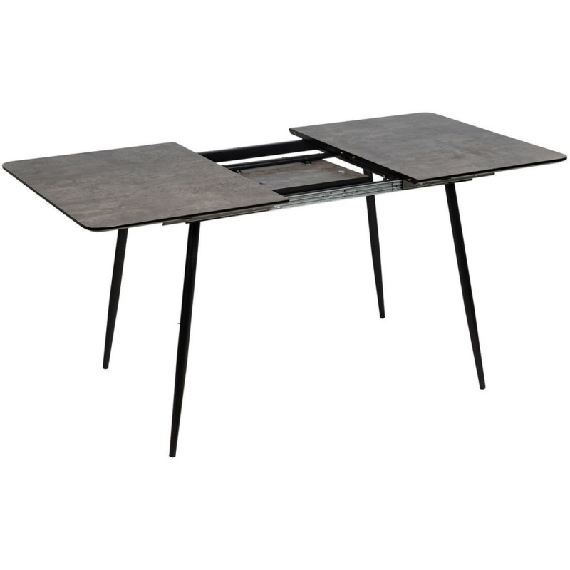 Table à manger extensible moderne Rectangulaire 6 personnes en Bois Gris Métal Noir Ferlyn - 4