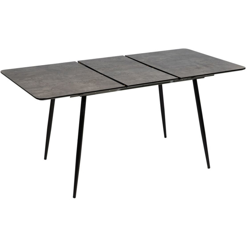 Table à manger extensible moderne Rectangulaire 6 personnes en Bois Gris Métal Noir Ferlyn - 6