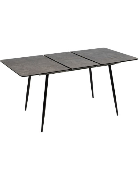 Table à manger extensible moderne Rectangulaire 6 personnes en Bois Gris Métal Noir Ferlyn - 6
