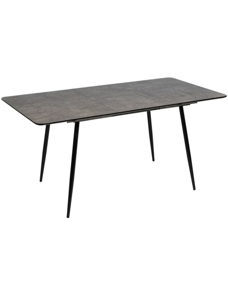 Table à manger extensible moderne Rectangulaire 6 personnes en Bois Gris Métal Noir Ferlyn - 7