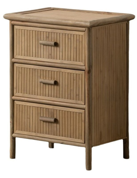 Chevet vintage 3 tiroirs en Bambou Naturel Sorwyn - 1