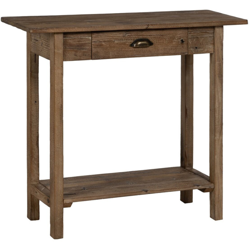 Console rustique Rectangulaire 1 tiroir 1 étagère en Bois de sapin Naturel Solrian - 1