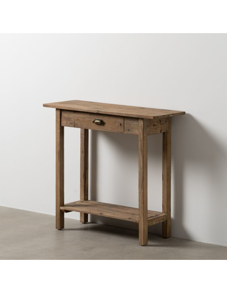 Console rustique Rectangulaire 1 tiroir 1 étagère en Bois de sapin Naturel Solrian - 2
