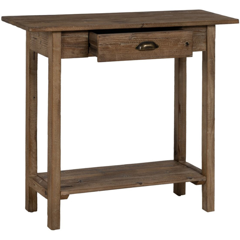 Console rustique Rectangulaire 1 tiroir 1 étagère en Bois de sapin Naturel Solrian - 3