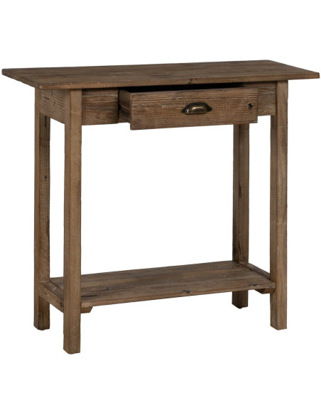 Console rustique Rectangulaire 1 tiroir 1 étagère en Bois de sapin Naturel Solrian - 3