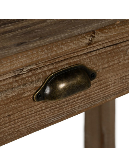 Console rustique Rectangulaire 1 tiroir 1 étagère en Bois de sapin Naturel Solrian - 7