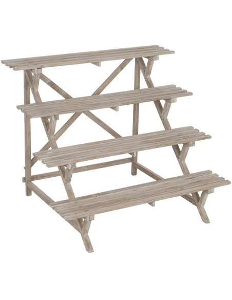 Étagère à plantes originale Escalier 4 niveaux en Bois de sapin Naturel Syrion - 1
