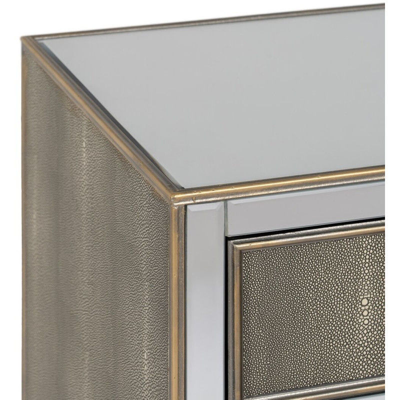 Buffet moderne Bas 2 portes 1 tiroir en Bois Gris Miroir Argenté Chloe - 4