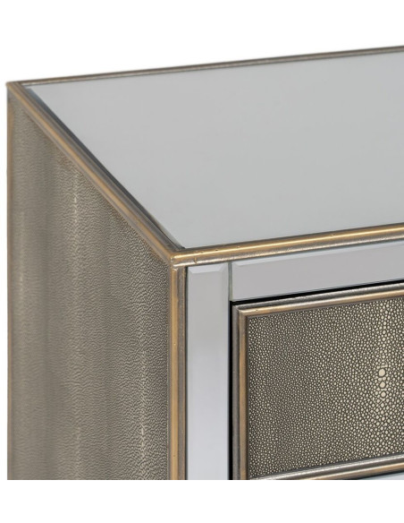 Buffet moderne Bas 2 portes 1 tiroir en Bois Gris Miroir Argenté Chloe - 4