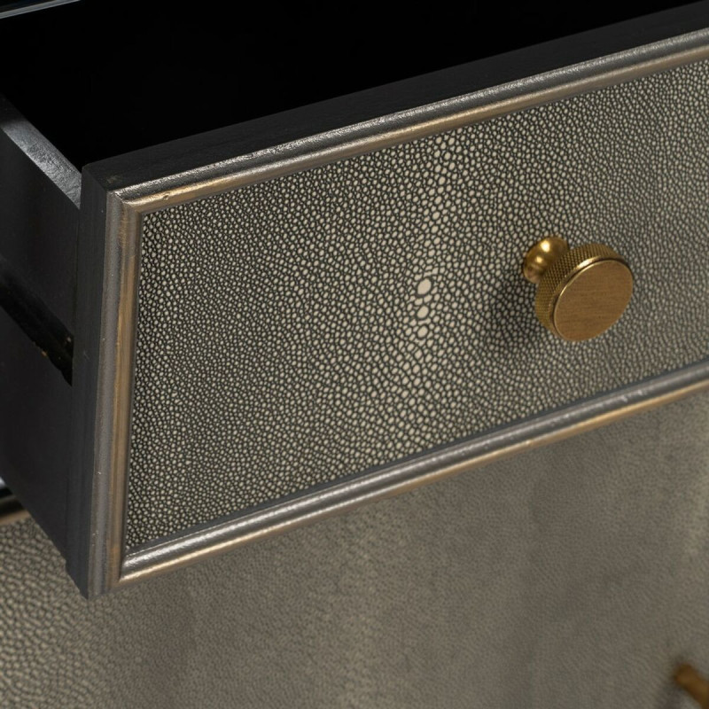 Buffet moderne Bas 2 portes 1 tiroir en Bois Gris Miroir Argenté Chloe - 5