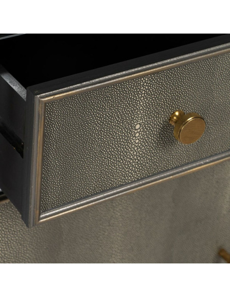 Buffet moderne Bas 2 portes 1 tiroir en Bois Gris Miroir Argenté Chloe - 5