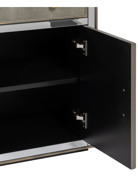 Buffet moderne Bas 2 portes 1 tiroir en Bois Gris Miroir Argenté Chloe - 6