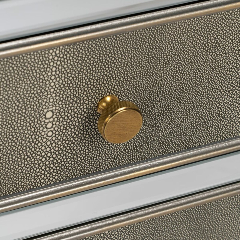 Buffet moderne Bas 2 portes 1 tiroir en Bois Gris Miroir Argenté Chloe - 7