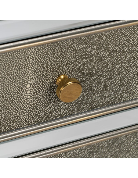 Buffet moderne Bas 2 portes 1 tiroir en Bois Gris Miroir Argenté Chloe - 7