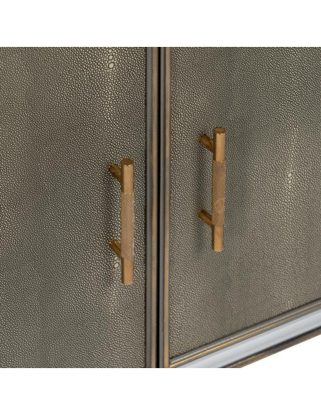 Buffet moderne Bas 2 portes 1 tiroir en Bois Gris Miroir Argenté Chloe - 8