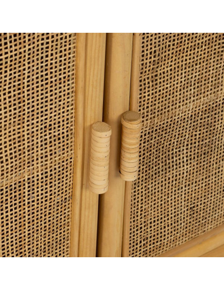 Buffet vintage Bas 2 portes en Rotin Naturel Rattan - 6